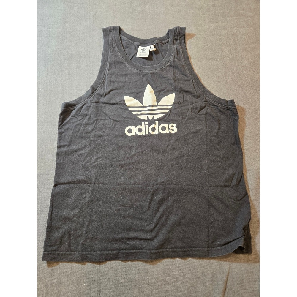Adidas Shirt Mens Extra Large Black Tank Top Trefoil Logo Gym Lounge Streetwear